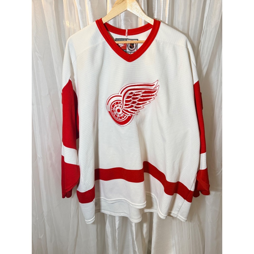 Nike Hockey Jersey Mens XL White Detroit Red Wings 93 NHL Johan Franzen vintage